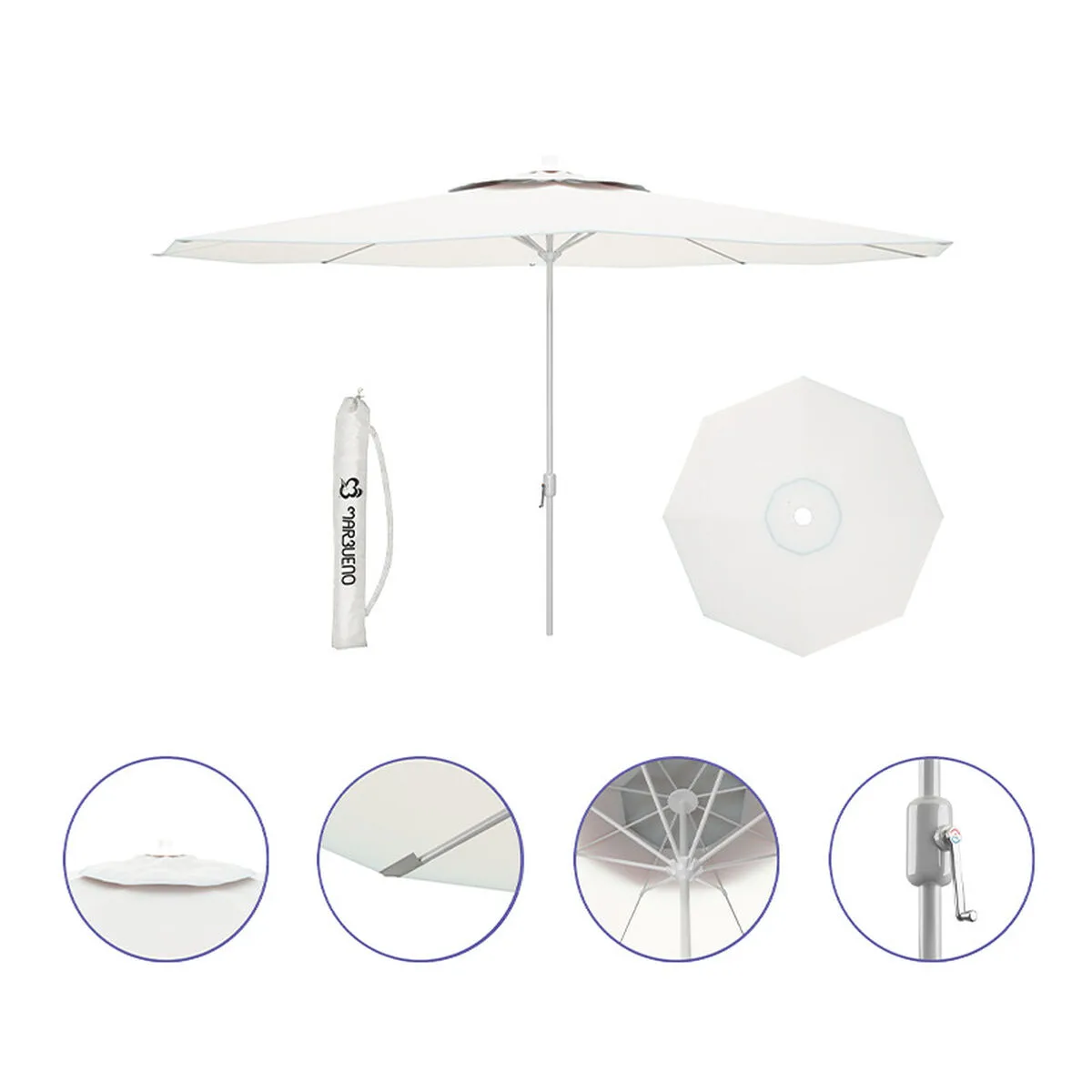 marbueno parasol acier 8 baleines d270 cm polyester blanc jardin piscine et terrasse 10187 d140003671. La promesse Diaytar : une sélection rigoureuse de produits généraux où la tendance et la durabilité vont de pair