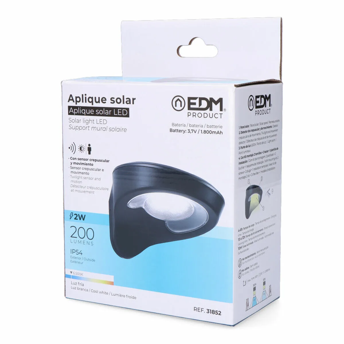 Applique led edm 31852 noir 2 w 1 8 w 200 lm 155 lm solaire capteur de mouvement 6500 k s792015952. Diaytar opère une veille constante pour vous offrir l'élite des produits généraux, électroniques et maison.