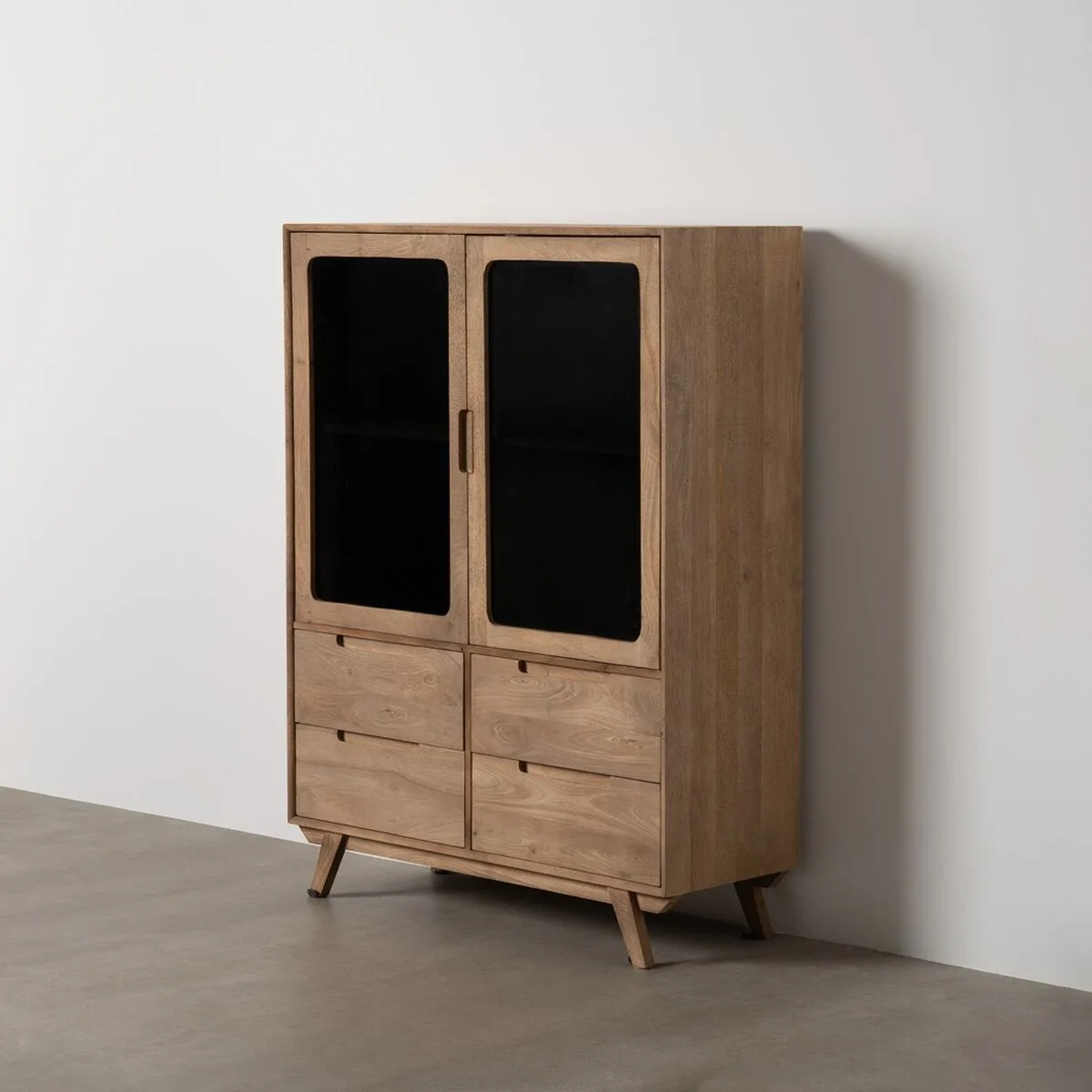 Armoire burnie noir naturel verre bois de manguier 107 x 40 5 x 142 cm s880855119. Du salon à la chambre, Diaytar habille votre intérieur avec élégance.