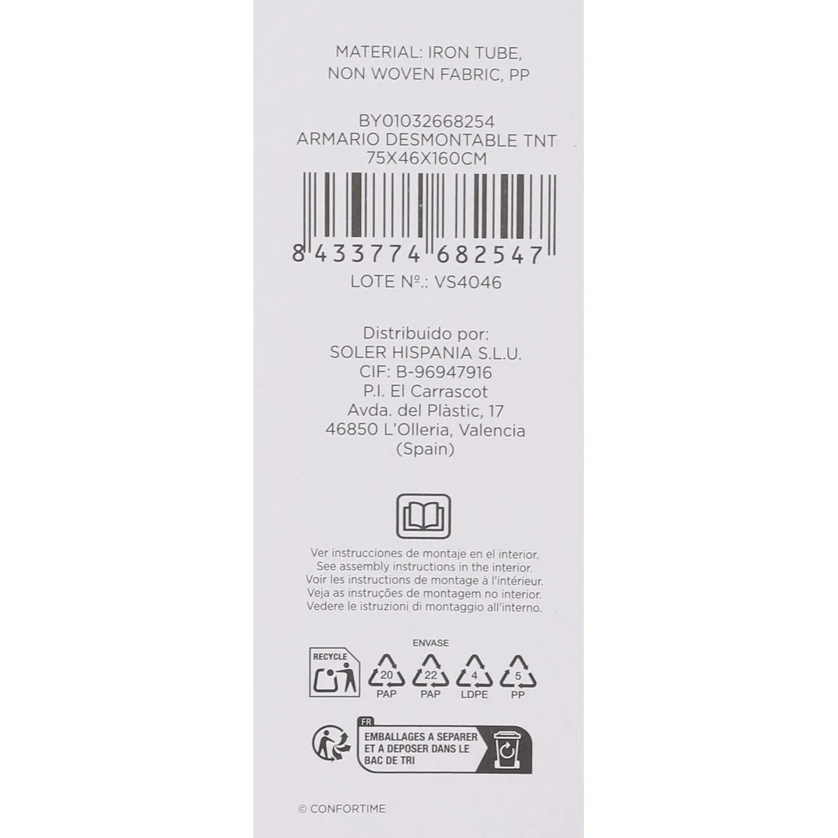 Armoire demontable confortime 75 x 46 x 160 cm 4 unites s223266870. Pour un shopping sans limites : Diaytar déniche pour vous le meilleur des produits généraux, électroniques et de style de vie