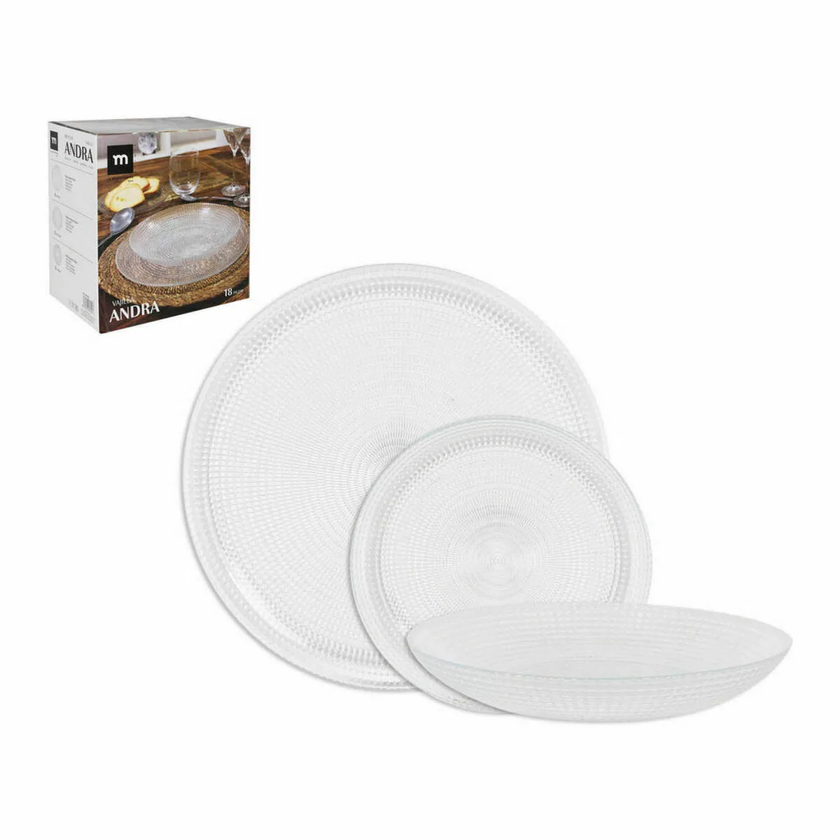 Assietes la mediterranea andra transparent 18 pieces 2 unites s222861181. Diaytar révolutionne votre façon de faire du shopping en ligne !