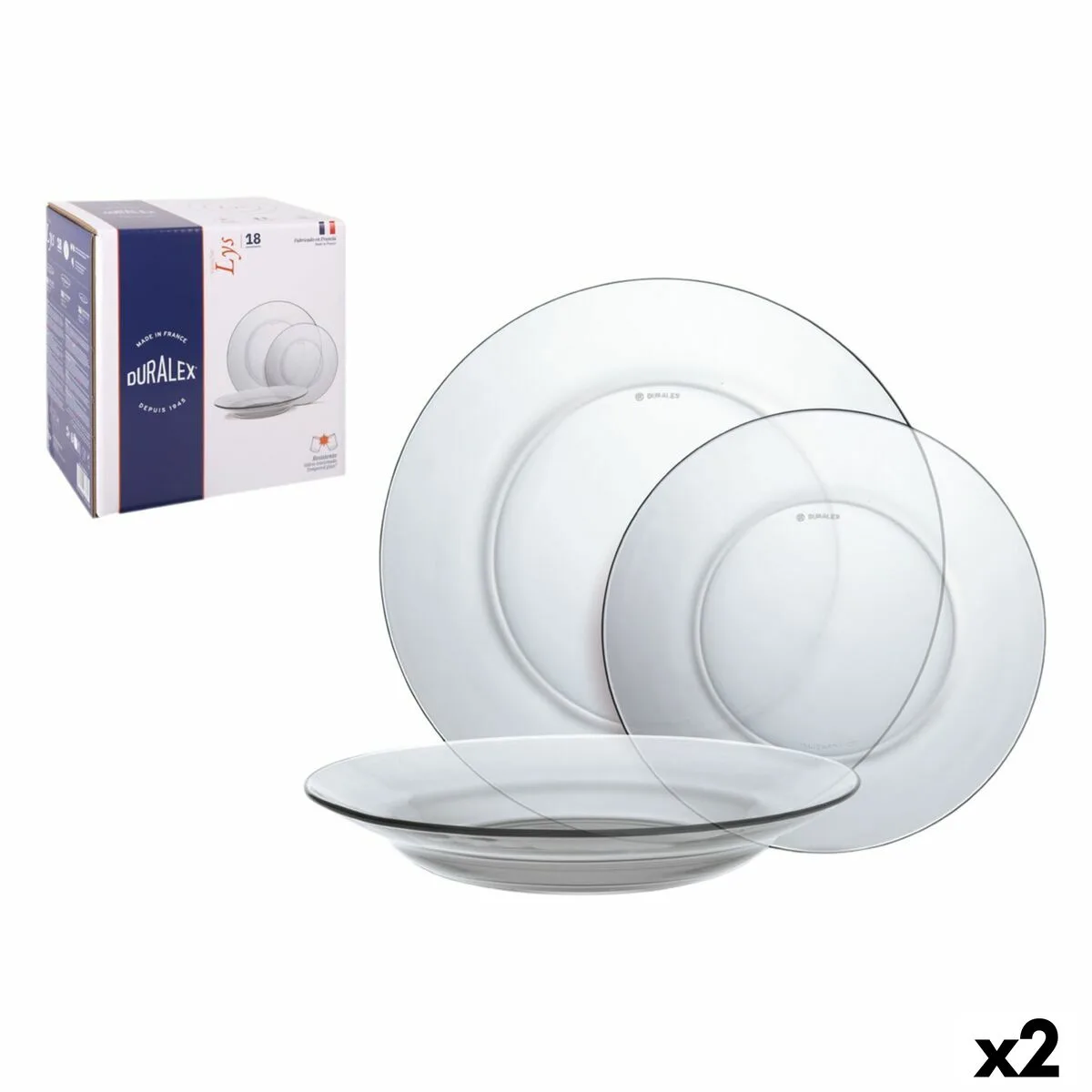 Assiettes duralex lys transparent 18 pieces 2 unites s223737014. Pour un shopping sans contrainte et plein de bonnes surprises, Diaytar est la destination ultime des produits généralistes