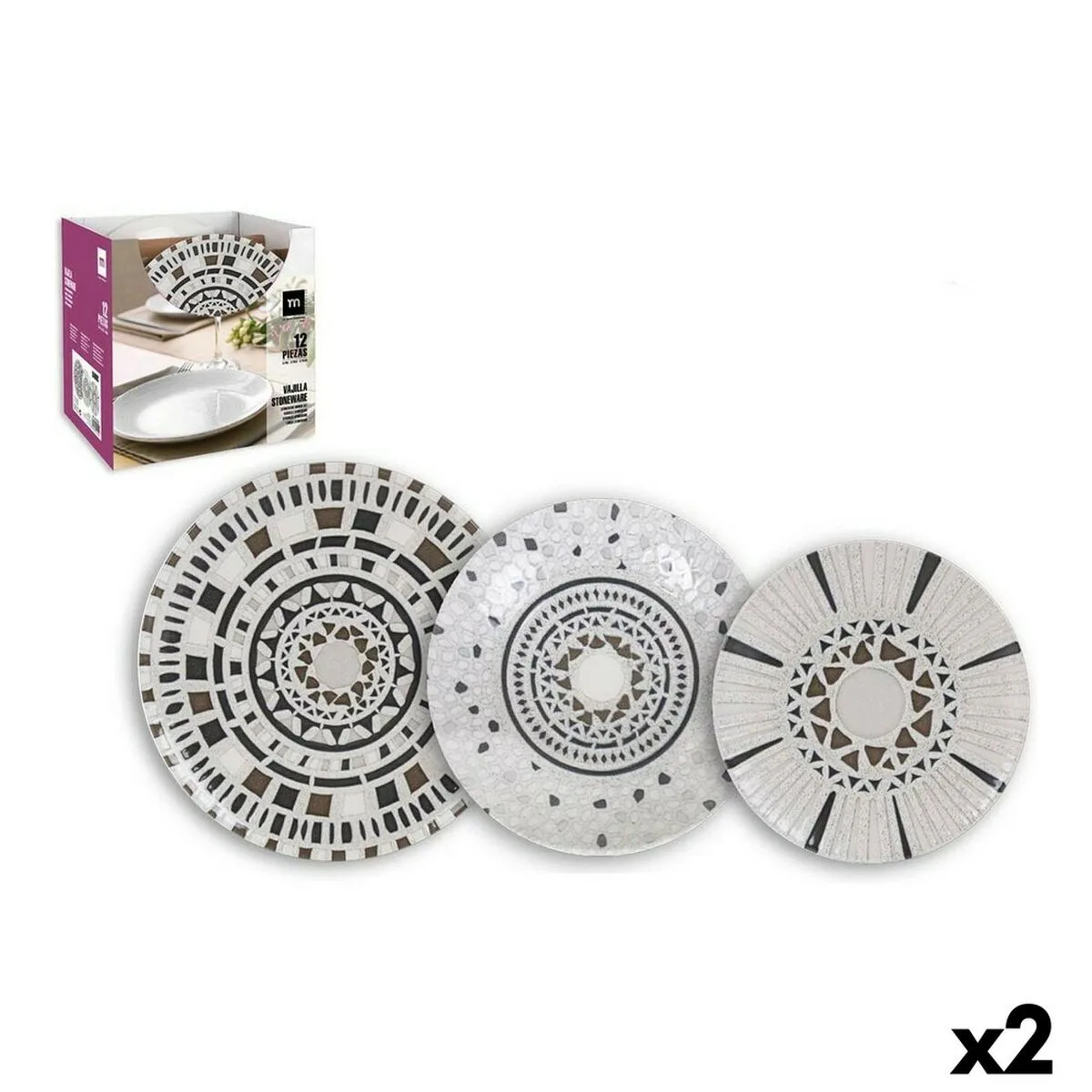 Assiettes inde barroc 2 unites 12 pcs s222636186. Diaytar Home : Créez l'atmosphère parfaite dans chaque pièce de votre maison.