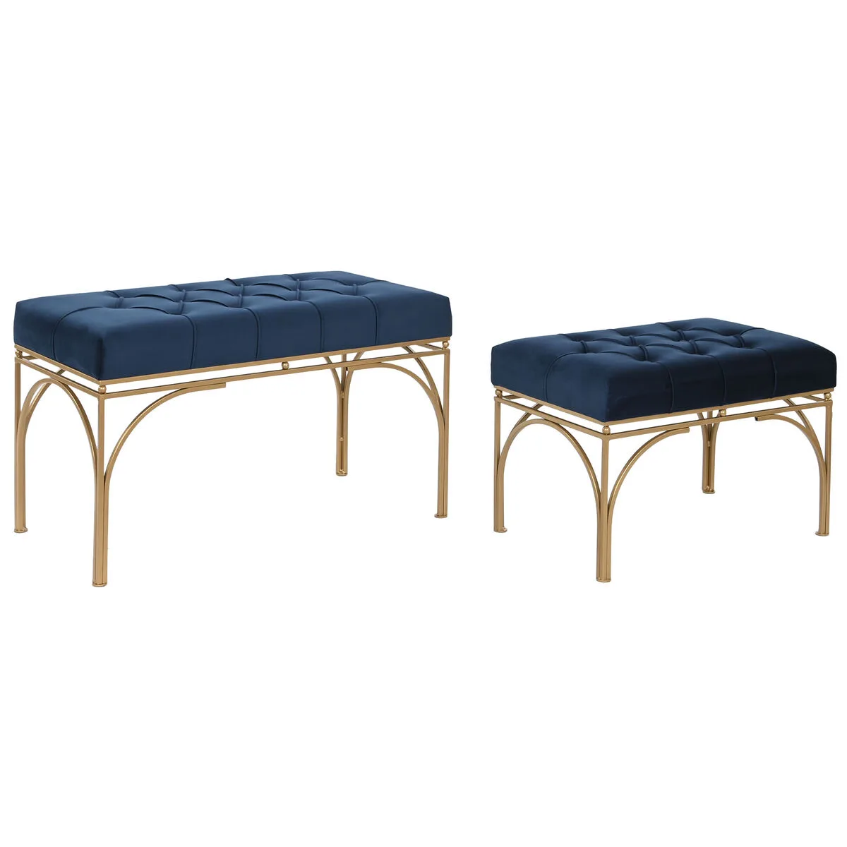 Banquette dkd home decor bleu dore metal 80 x 40 x 48 cm 2 unites s304433516. L'art de vivre à la française s'exprime dans notre collection maison Diaytar.