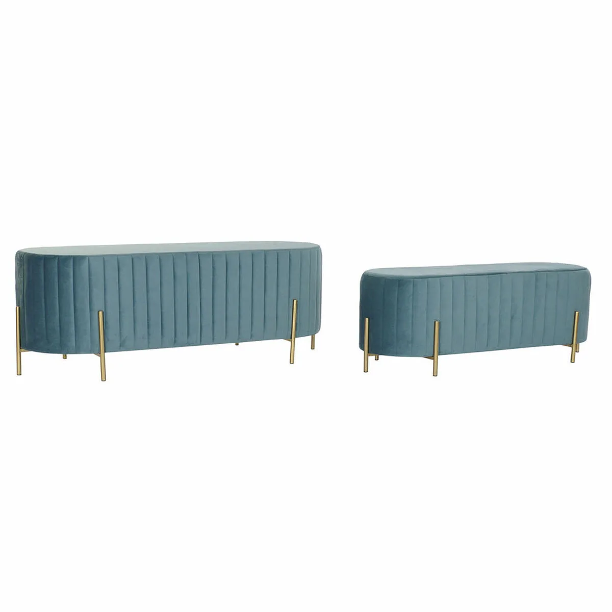 Banquette dkd home decor bleu dore metal polyester velours 123 x 50 x 45 cm s302388990. Nous sommes Diaytar, les architectes de votre espace de vie en ligne, meublé avec les meilleurs produits du moment