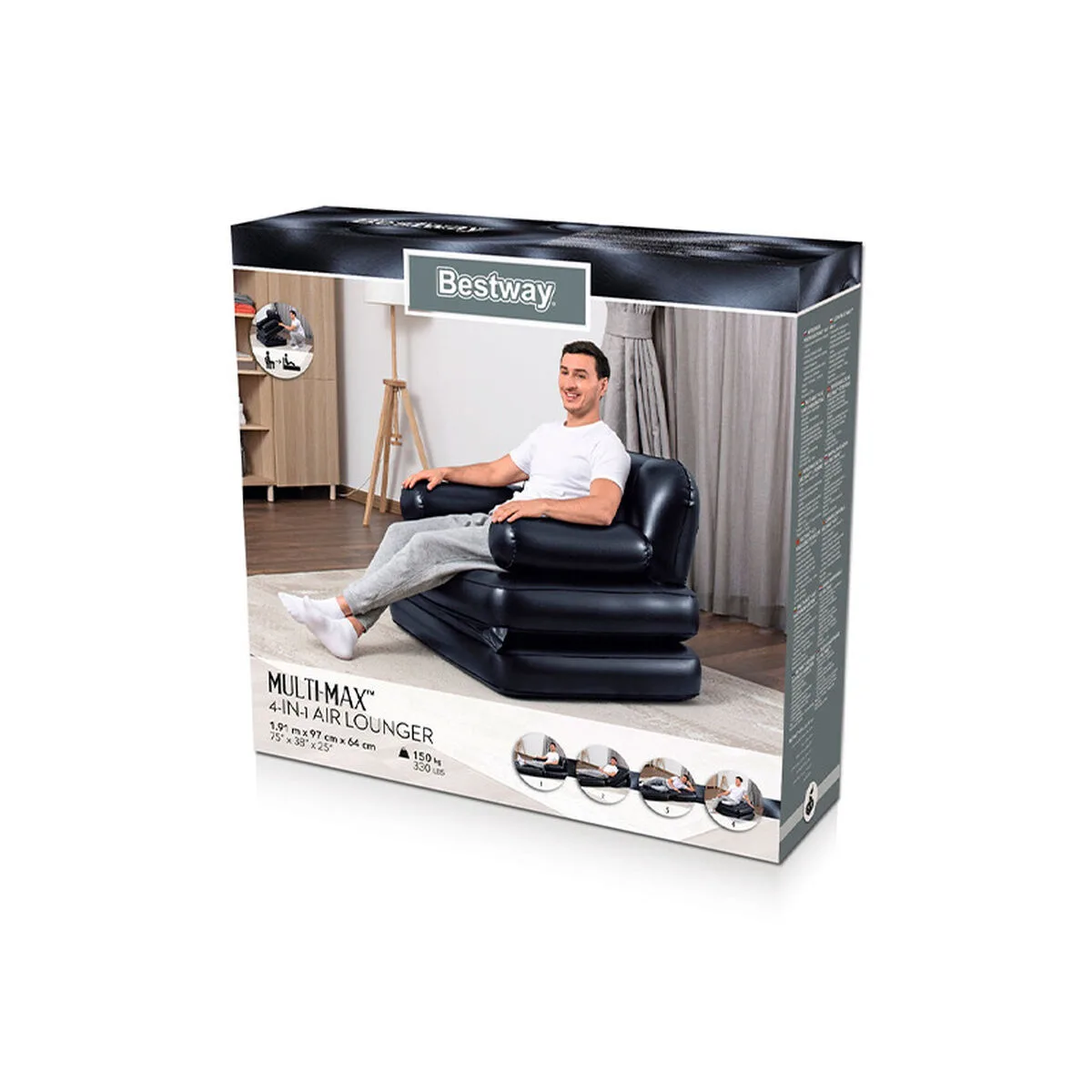 Bestway fauteuil gonflable 4 positions noir 191x38x25 cm interieur 75114 d140060418. Diaytar, c'est l'évidence : une plateforme simple, des produits beaux, une expérience fluide. Le trio gagnant.