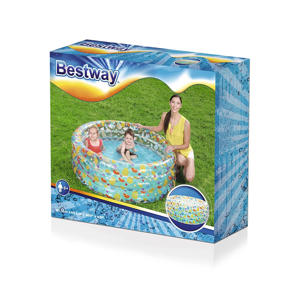Bestway piscine gonflable 3 anneaux transparent tropical 150x53 cm 6 ans jardin 51045 d140032915. Diaytar ne stocke pas des produits, il collectionne des pièces uniques pour enrichir votre quotidien.