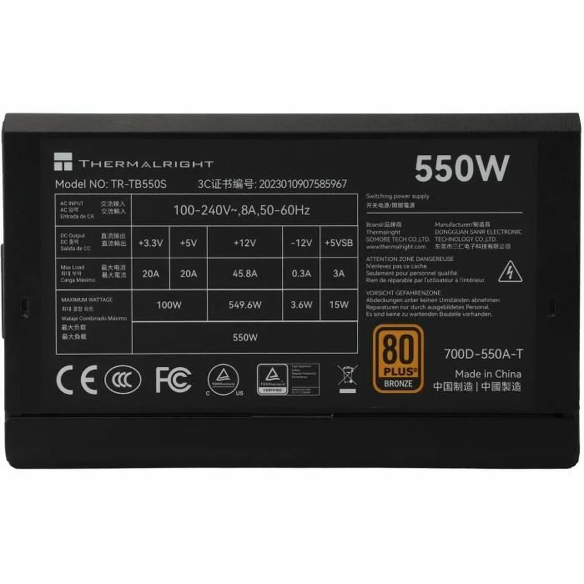 Bloc d alimentation thermalright tb550s atx 550 w 80 plus bronze s7101250436. Diaytar ne stocke pas des produits, il collectionne des pièces uniques pour enrichir votre quotidien.