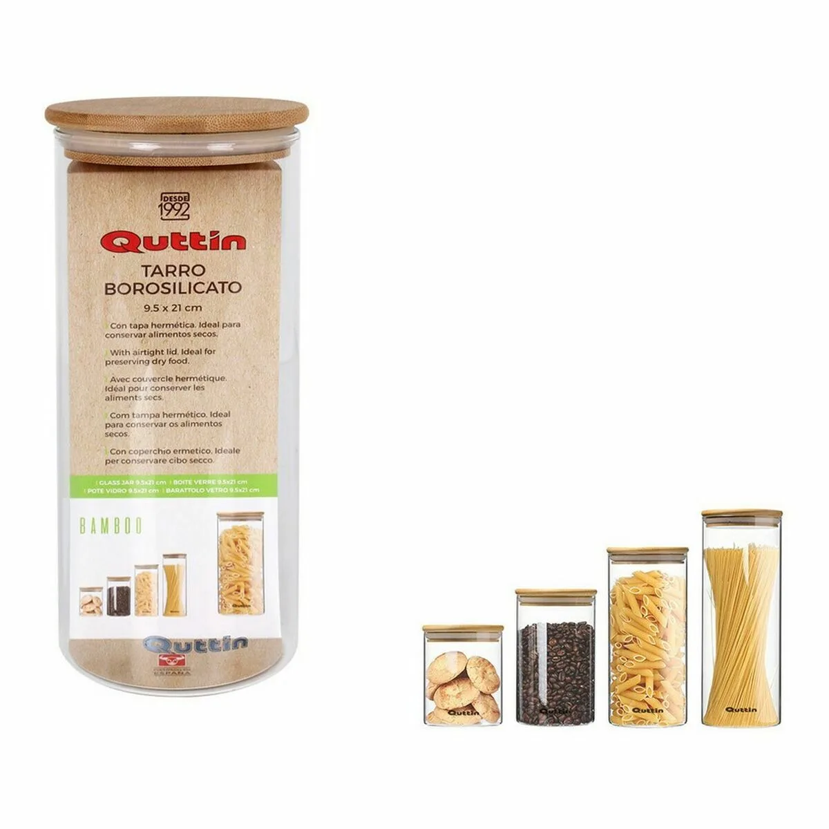 Bocal quttin bamboo verre borosilicate silicone 1 25 l 10 2 x 22 8 cm 12 unites 9 5 x 21 cm s223047580. Diaytar réinvente votre quotidien avec des objets déco pleins de charme.