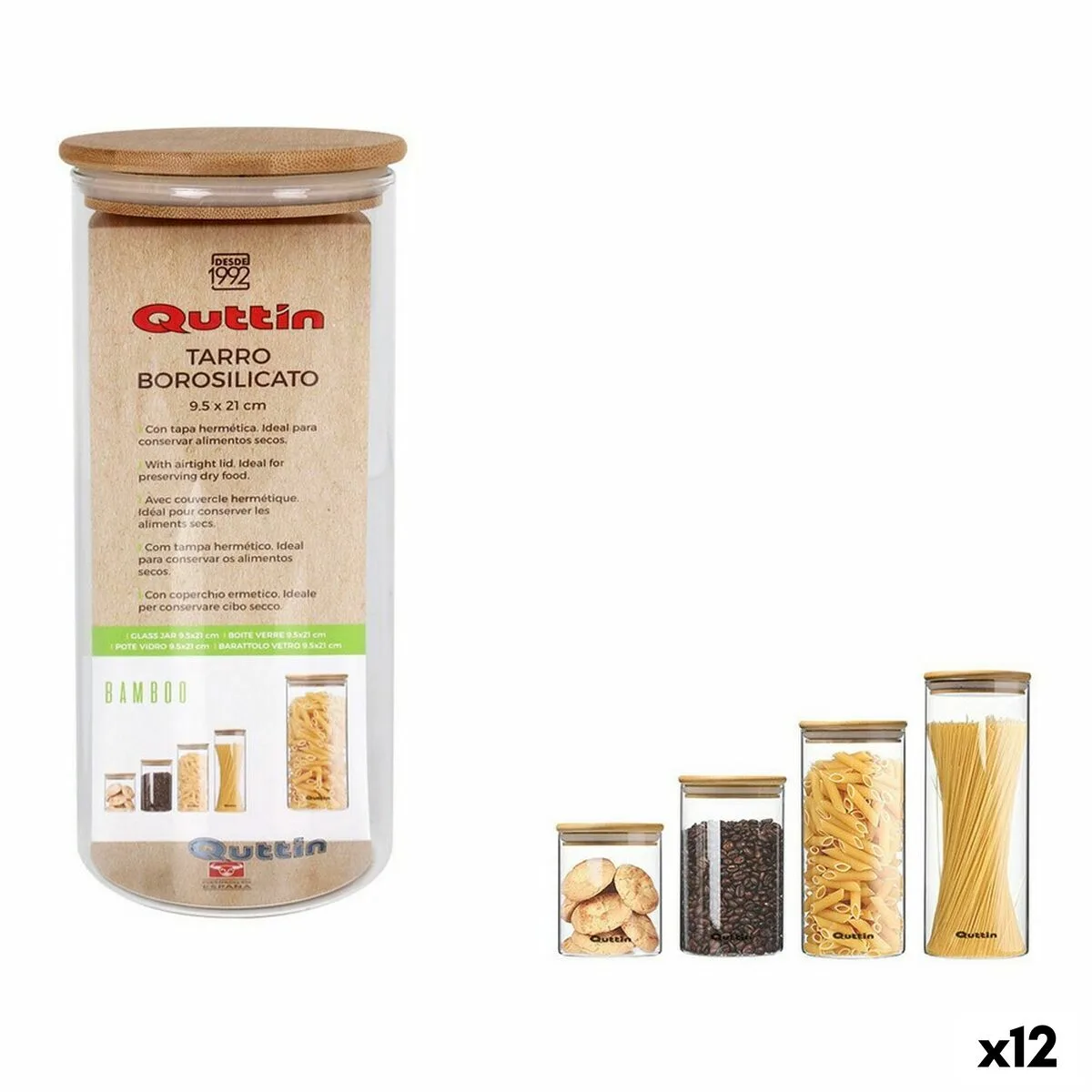 Bocal quttin bamboo verre borosilicate silicone 1 25 l 10 2 x 22 8 cm 12 unites 9 5 x 21 cm s223047587. Diaytar, c'est l'assurance de produits qui durent, tant dans leur construction que dans leur style intemporel.
