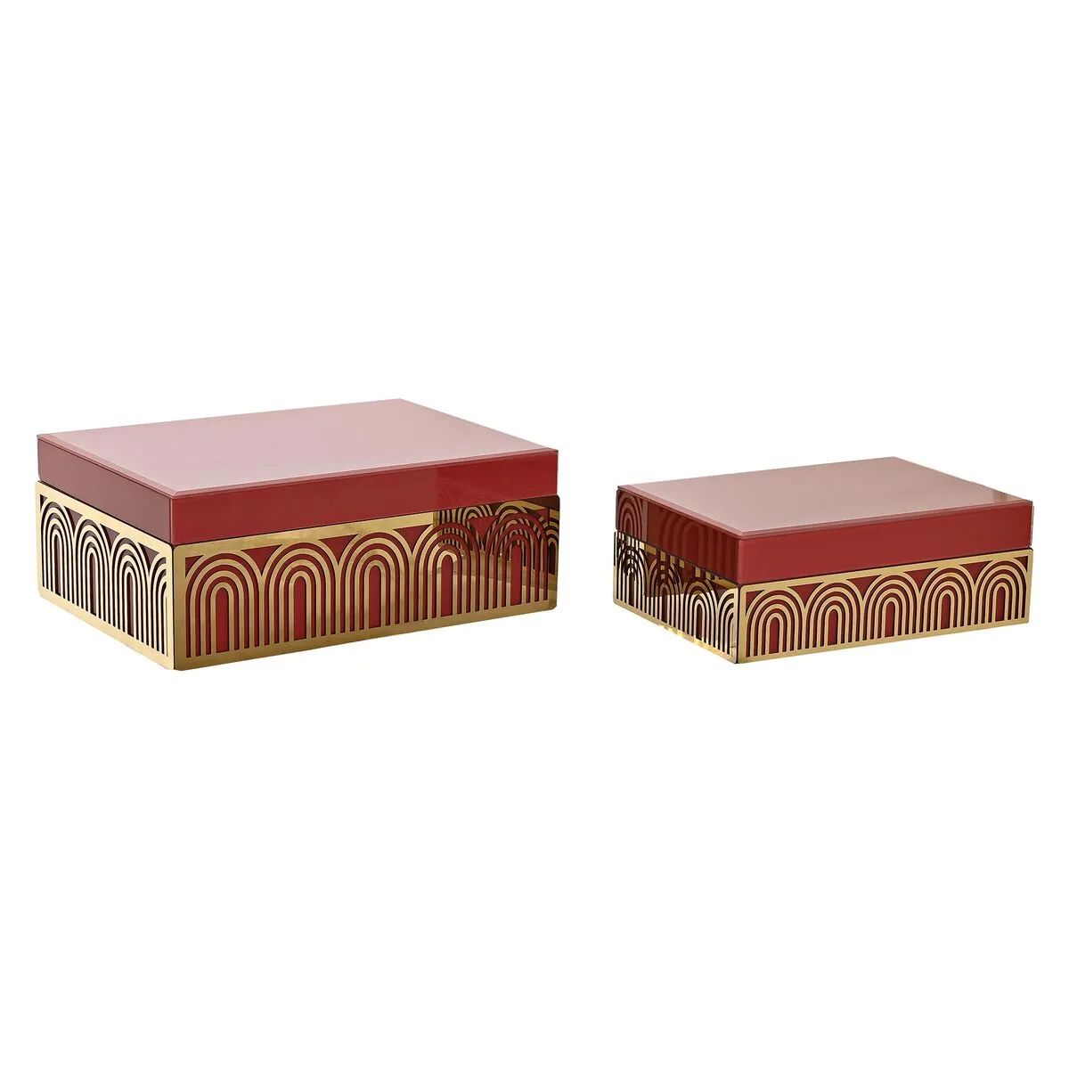 Boite a bijoux dkd home decor metal verre rouge dore bois mdf 25 x 18 x 10 cm 2 unites s303075998. Tendance, confort et qualité : la trilogie gagnante de Diaytar Mode.