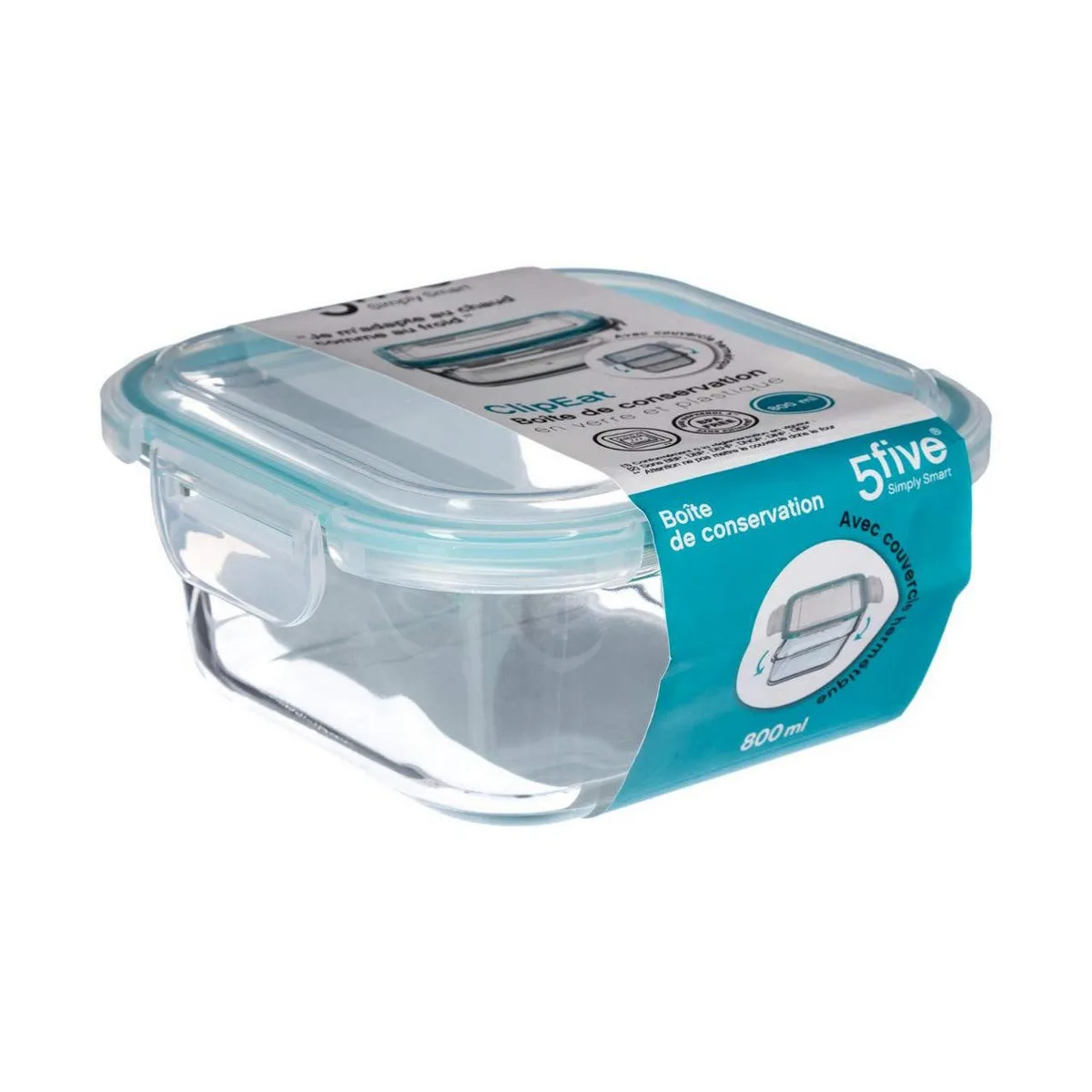 Boite a lunch 5five simply smart bleu transparent verre 800 ml 16 x 16 x 7 5 cm s790212432. Innovation, style et qualité : les trois piliers de l'expérience Diaytar.