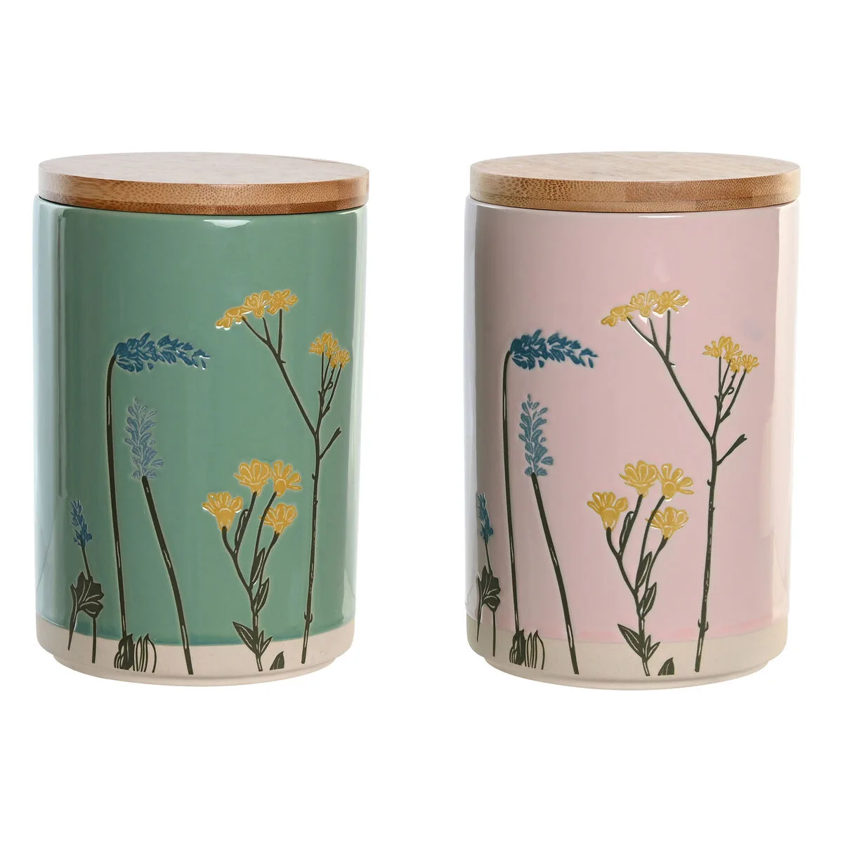 Boite dkd home decor 11 5 x 11 5 x 17 5 cm floral rose vert bambou gres shabby chic 2 unites s304472827. Chez Diaytar, chaque détail compte pour votre satisfaction totale.