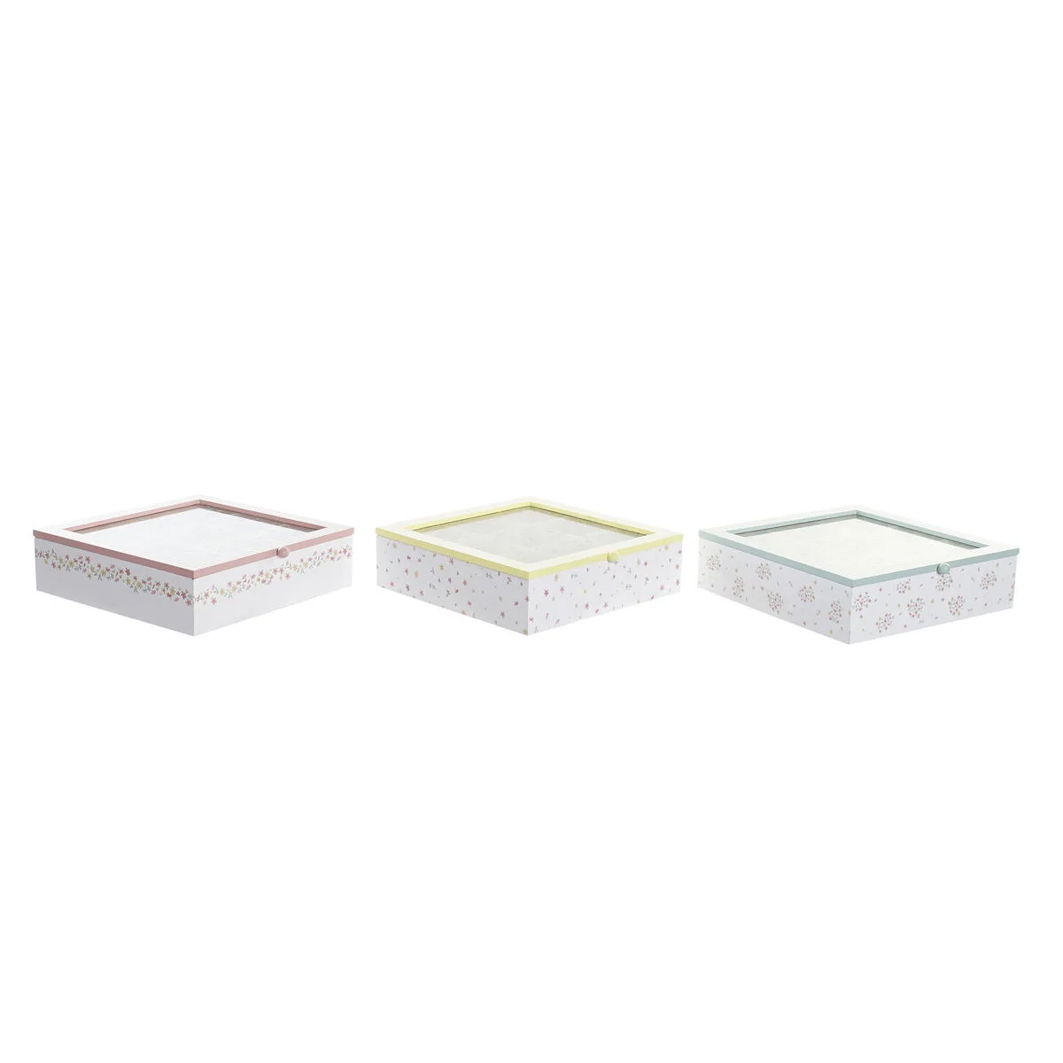 Boite pour infusions dkd home decor jaune rouge vert metal verre bois mdf 3 pieces 24 x 24 x 7 cm s303700221. L'art de vivre à la française s'exprime dans notre collection maison Diaytar.