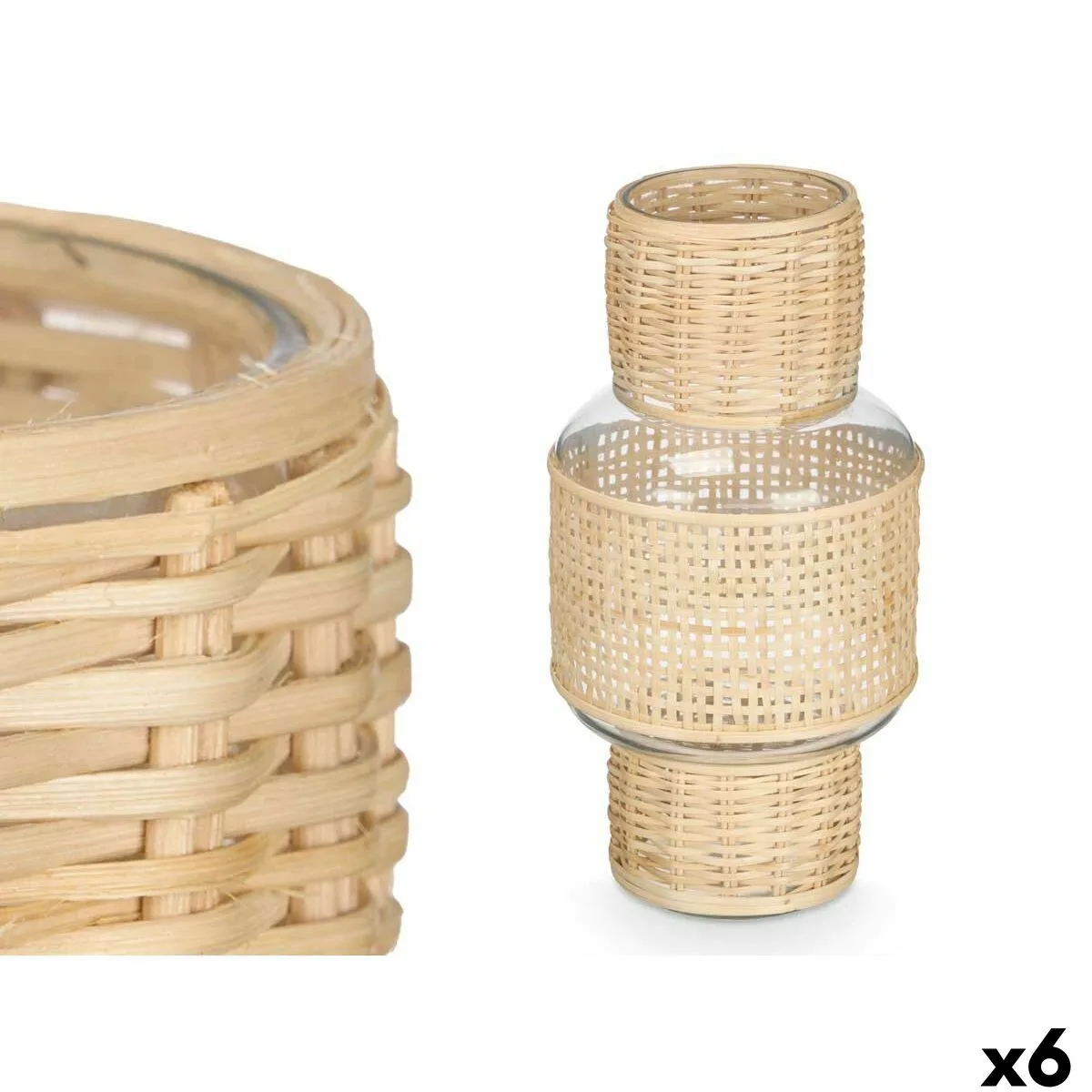Bougeoir gift decor sg 29653 transparent naturel verre rotin 15 5 x 31 x 15 5 cm 6 unites s363320126. Diaytar : La boutique qui réunit qualité, tendance et prix accessibles sous un même toit.