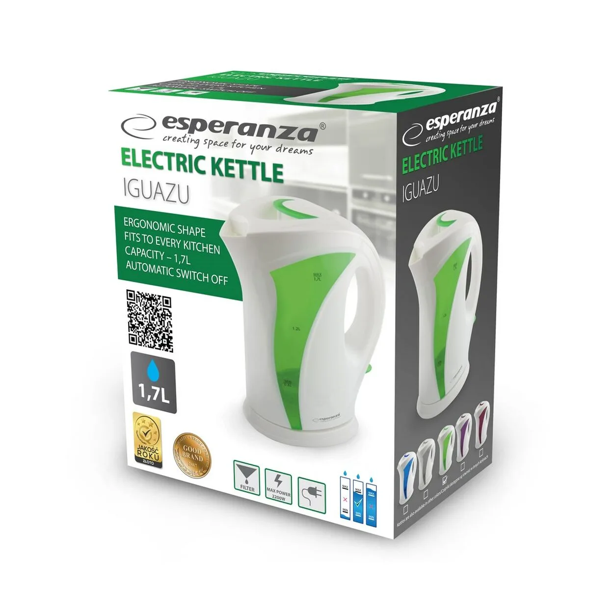 Bouilloire esperanza ekk018g blanc vert multicouleur plastique 2200 w 1 7 l s910232740. Diaytar : Le curateur de votre quotidien. Des produits soigneusement choisis pour leur originalité et leur utilité