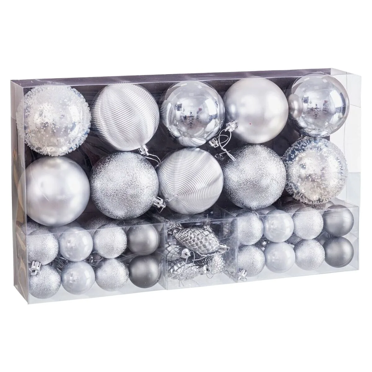 Boules de noel argente plastique 50 unites s880766021. Chez Diaytar, nous sommes convaincus que le meilleur produit est celui qui allie utilité, beauté et innovation. C'est notre credo.