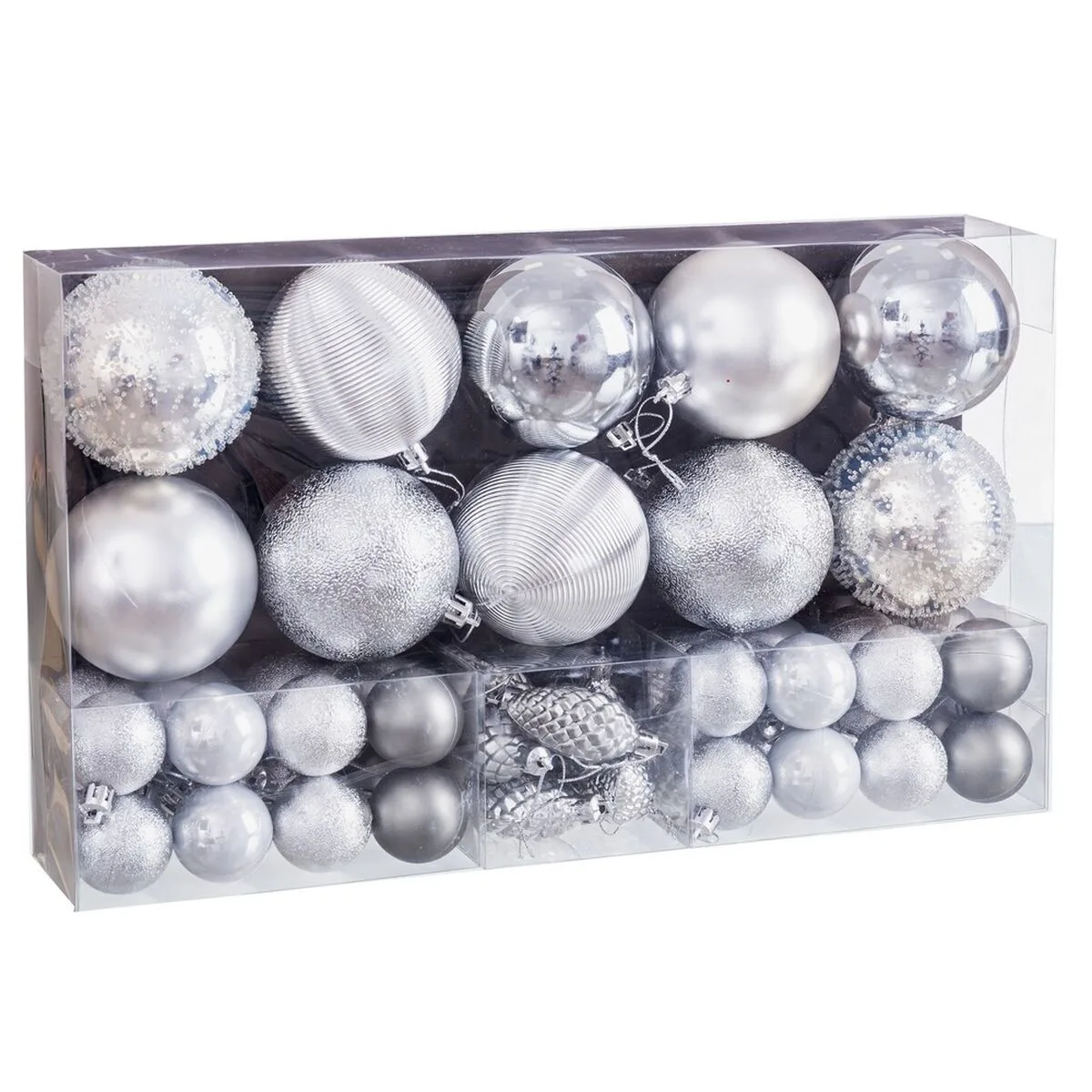 Boules de noel argente plastique 50 unites s880766023. Diaytar : Votre portail vers un monde de produits où la frontière entre l'essentiel et le superflu devient délicieusement floue