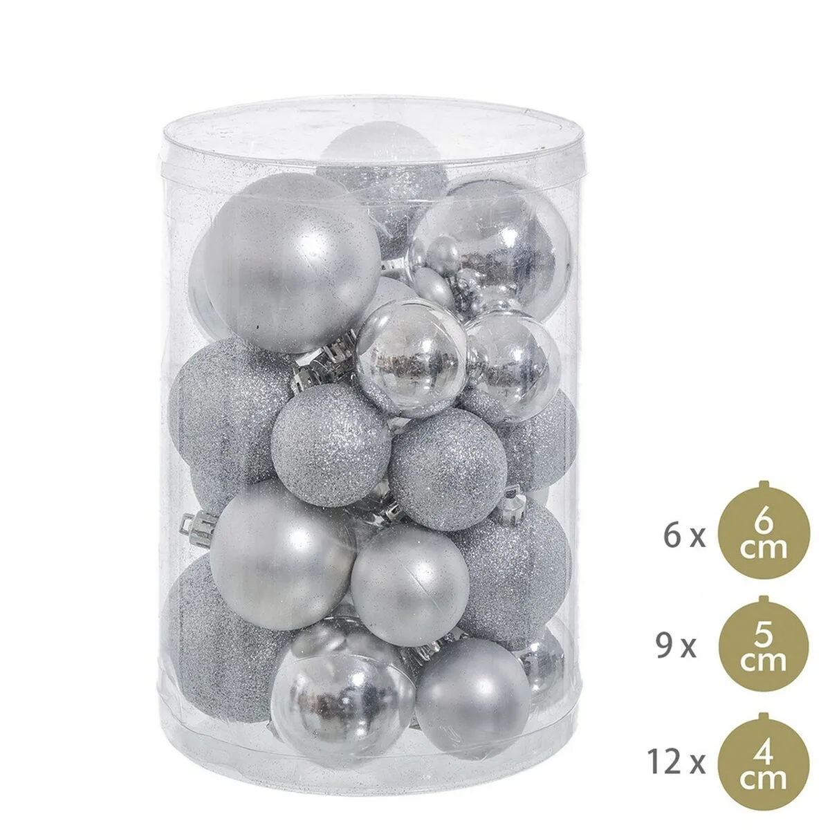Boules de noel argente plastique paillettes 12 5 x 12 5 x 27 cm 27 unites s880344761. Notre équipe chez Diaytar est une brigade de passionnés, toujours en chasse pour dénicher la perle rare qui vous fera vibrer.