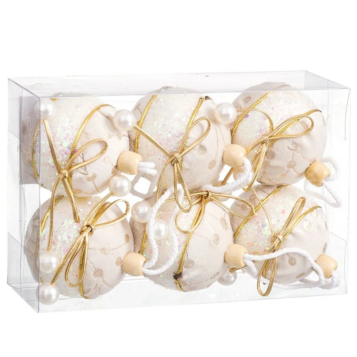 Boules de noel blanc dore polyfoam tissu lien 6 x 6 x 6 cm 6 unites s880414175. La qualité Diaytar : un engagement, une promesse, une satisfaction garantie.