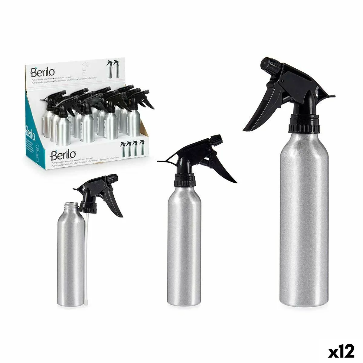 Bouteille pulverisatrice berilo 37581 noir argente aluminium polypropylene 300 ml 12 unites s363358182. Diaytar réinvente votre quotidien avec des objets déco pleins de charme.