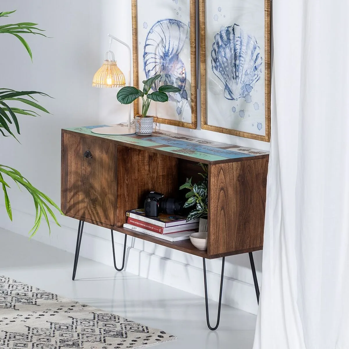 Buffet bleu marron bois metal fer bois mindi 120 x 40 x 80 cm s880091849. Révélez votre style avec la collection capsule Diaytar, limitée et exclusive.