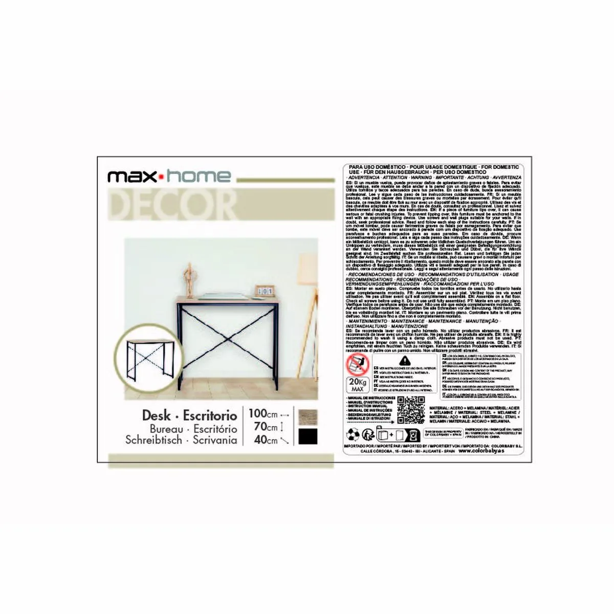 Bureau max home acier melamine contre plaque 100 x 70 x 40 cm s890585177. Nous sommes Diaytar, les architectes de votre espace de vie en ligne, meublé avec les meilleurs produits du moment