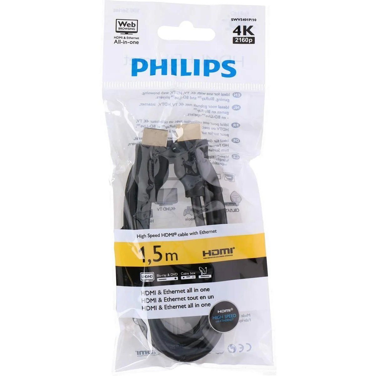 Cable hdmi philips swv5401p 10 1 5 m noir s791933042. Diaytar, c'est la convergence entre votre style unique et notre sélection infinie de produits qui lui correspondent.