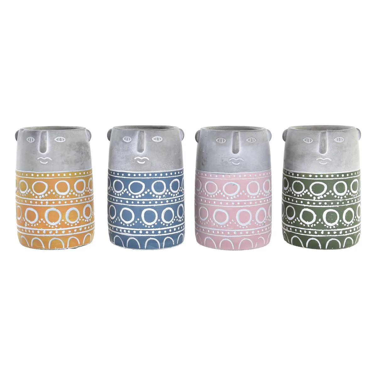 Cache pot dkd home decor visage bleu rose ciment vert jaune 12 x 12 x 18 cm 4 unites s303461465. Notre équipe chez Diaytar est votre équipe de choc, dévouée à débusquer les produits qui méritent votre attention.