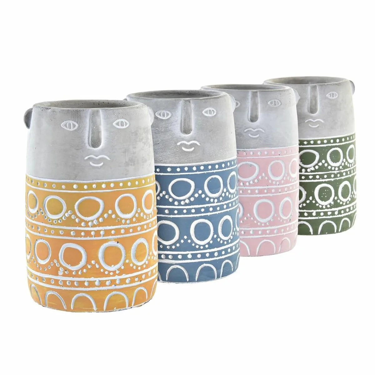 Cache pot dkd home decor visage bleu rose ciment vert jaune 12 x 12 x 18 cm 4 unites s303461485. Votre garde-robe mérite le style Diaytar - Découvrez nos nouveautés !