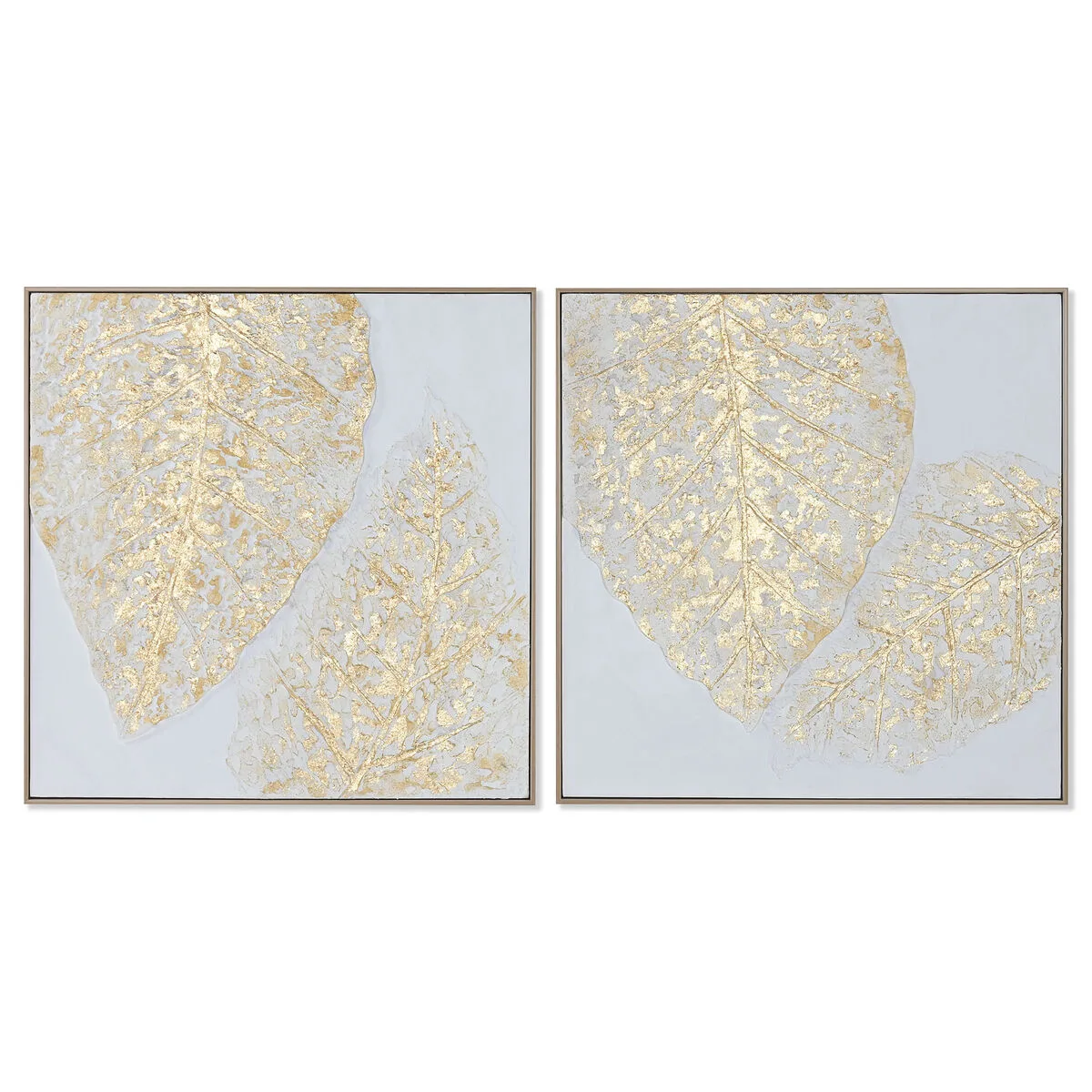 Cadre home esprit blanc dore toile bois mdf moderne feuille d une plante 82 x 4 5 x 82 cm 2 unites s305825971. Diaytar a fait le pari de la transparence : nous vous disons tout sur l'origine et la conception de nos produits.