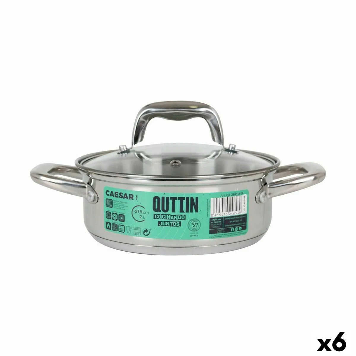 Casserole avec couvercle en verre quttin caesar acier o 18 x 7 cm 6 unites s222663237. Tendance, confort et qualité : la trilogie gagnante de Diaytar Mode.