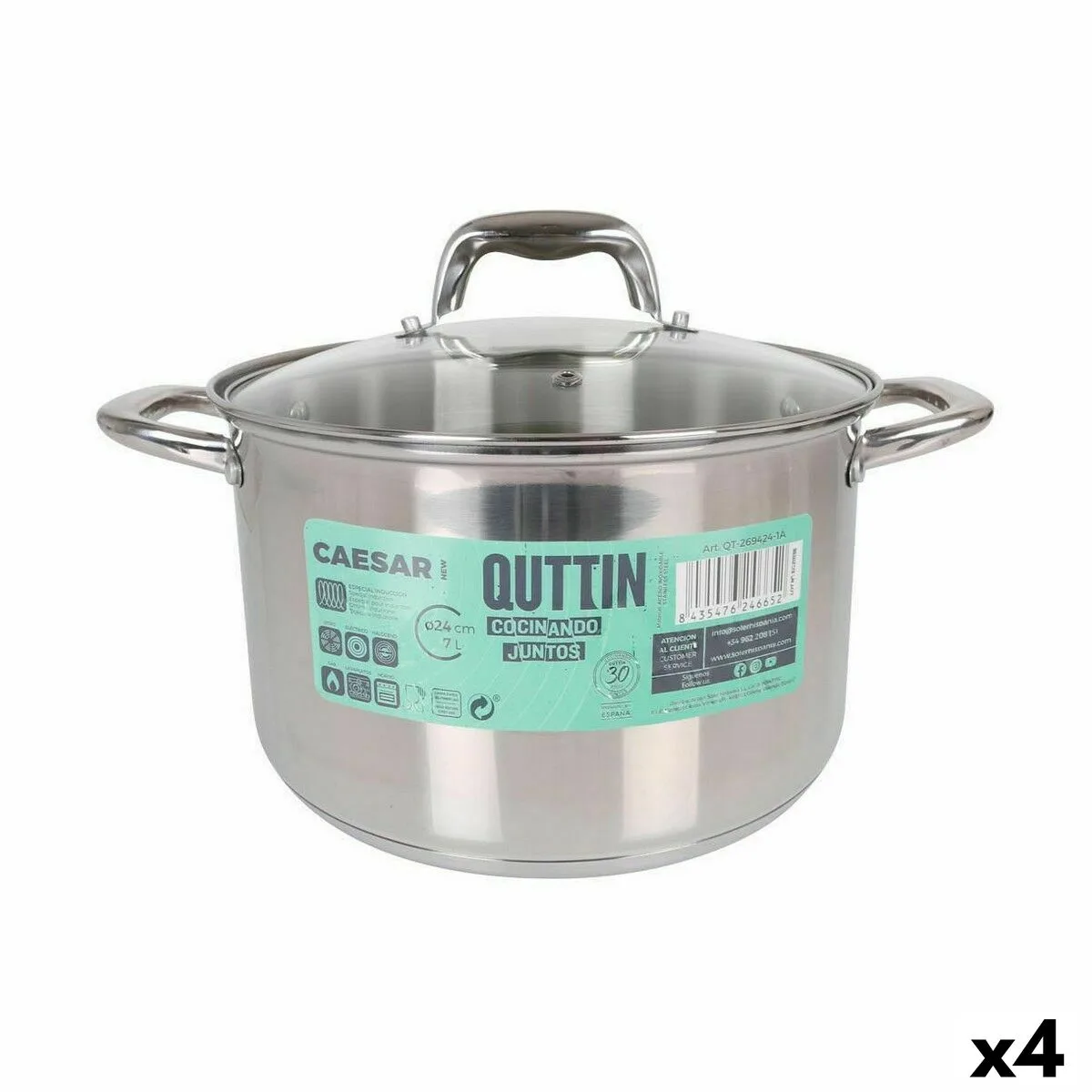 Casserole avec couvercle en verre quttin caesar acier o 24 x 15 5 cm 4 unites s222664472. Découvrez l'univers Diaytar : une boutique en ligne généraliste qui marque style, qualité et originalité dans chaque produit