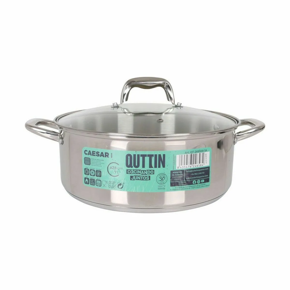 Casserole avec couvercle en verre quttin caesar acier o 28 x 11 cm 4 unites s222663789. Élargissez vos horizons avec Diaytar, le hub de tous les produits qui comptent vraiment dans votre vie de tous les jours
