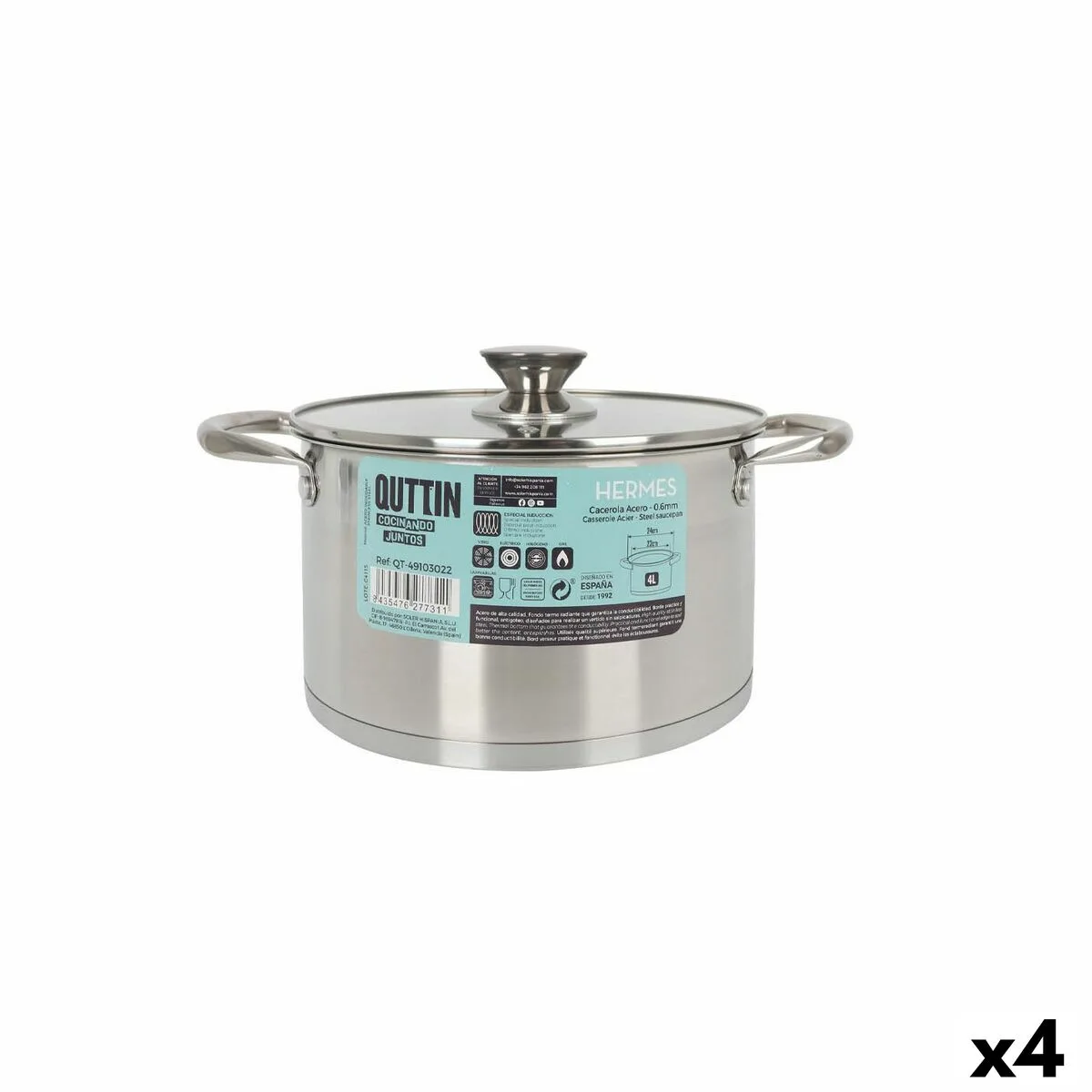 Casserole avec couvercle en verre quttin hermes acier 4 l 4 unites s223358017. Diaytar, c'est l'histoire d'une passion pour les bons produits, quels qu'ils soient, et du désir de les partager avec vous