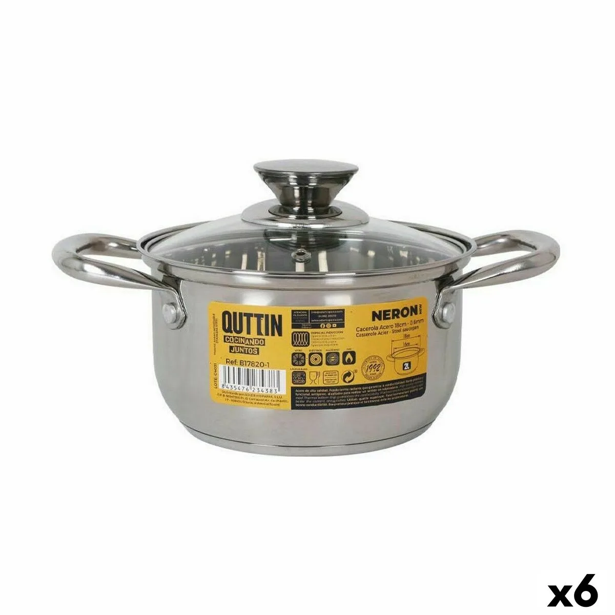 Casserole avec couvercle en verre quttin new neron acier 26 x 18 x 10 cm 6 unites s222882352. Diaytar, c'est la promesse de découvrir au moins un produit qui vous fera dire 'Mais où était-il donc tout ce temps ?'.
