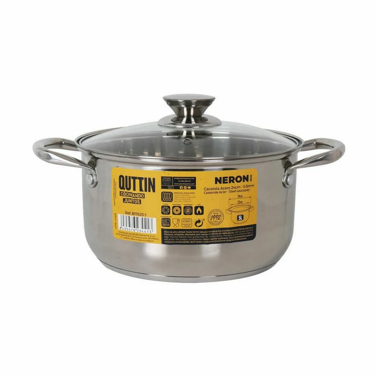Casserole avec couvercle en verre quttin new neron acier 32 x 23 5 x 12 8 cm 6 unites s222882661. Diaytar a sélectionné pour vous une palette de produits allant de l'électronique grand public aux must-have de la maison
