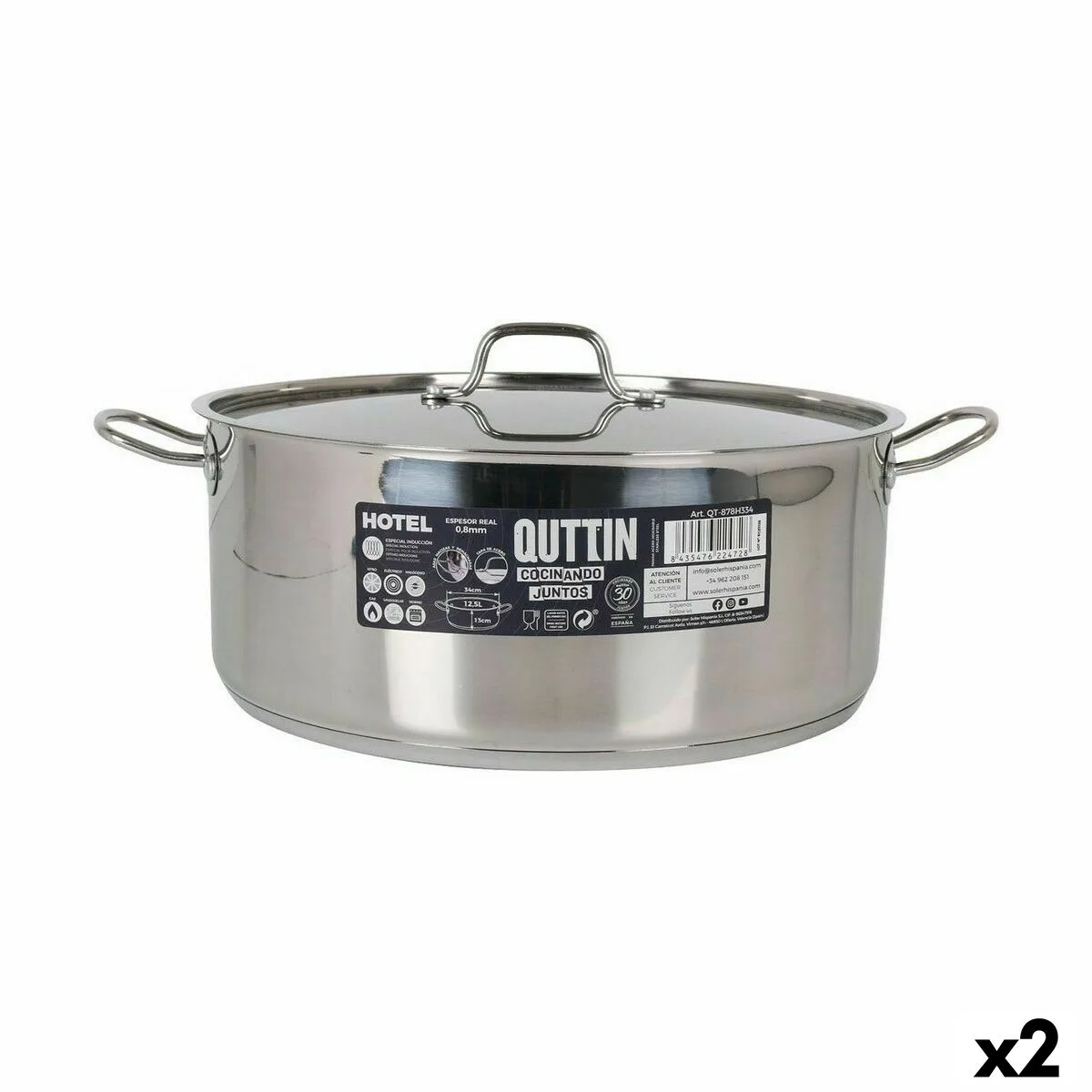Casserole avec couvercle quttin hotel acier o 34 x 13 cm 2 unites s222679895. Nous avons infusé Diaytar avec une dose massive de passion pour le produit. Contagieux : vous allez l'attraper.