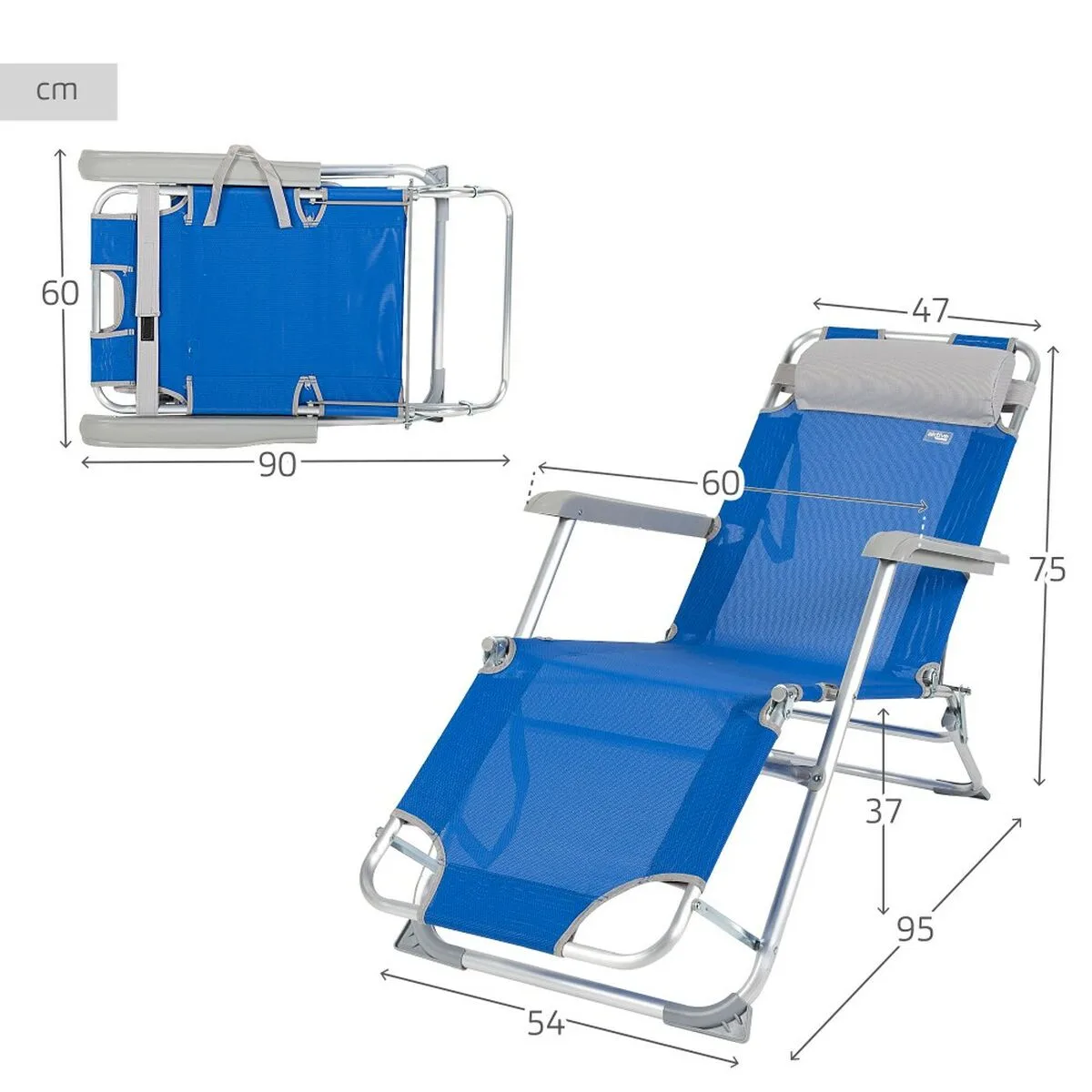 Chaise longue inclinable aktive bleu 153 x 33 x 47 cm s890324925. Explorez sans limite l'offre Diaytar : des milliers de produits pour satisfaire votre soif de nouveauté et de qualité