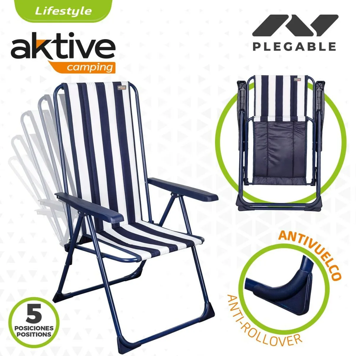 Chaise pliante aktive a rayures blanc blue marine 46 x 101 x 59 cm 4 unites s890131530 Chaise pliante aktive a rayures blanc blue marine 46 x 101 x 59 cm 4 unites s890131530. Diaytar, c'est l'assurance de produits qui durent, tant dans leur construction que dans leur style intemporel.