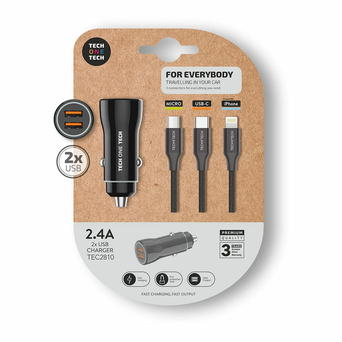 Chargeur de voiture usb universel cable tech one tech tec2810 double usb x 2 s990765276. Diaytar a fait le pari de la transparence : nous vous disons tout sur l'origine et la conception de nos produits.