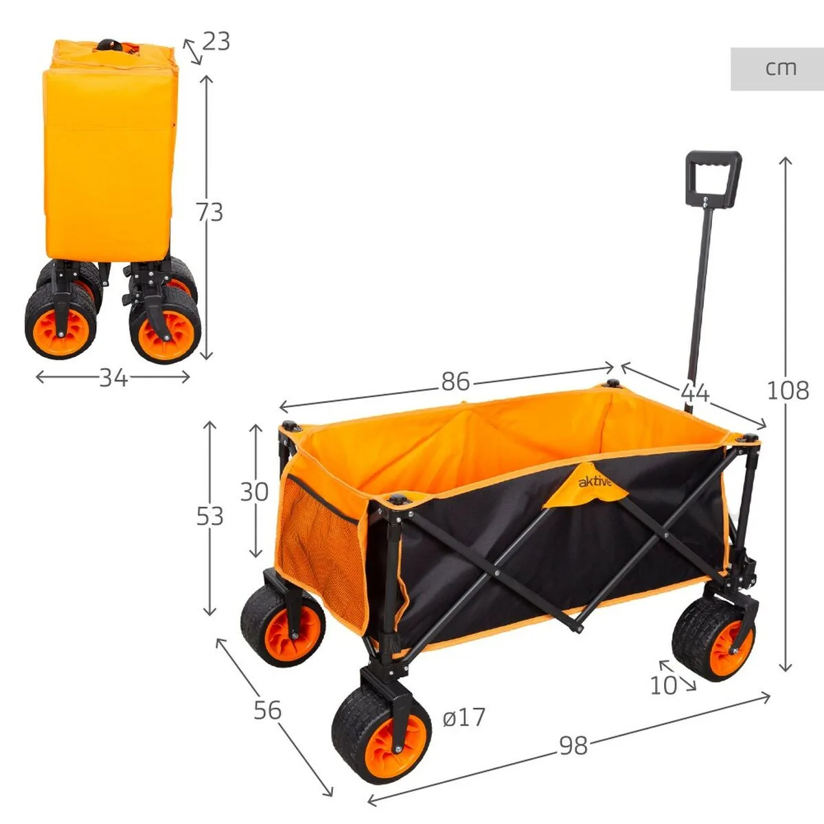Chariot multi usages aktive orange polyester pvc acier 86 x 108 x 44 cm pliable plage s890535566. La recette Diaytar : un tiers de design, un tiers d'innovation, un tiers de fonctionnalité. Le tout saupoudré de tendance.