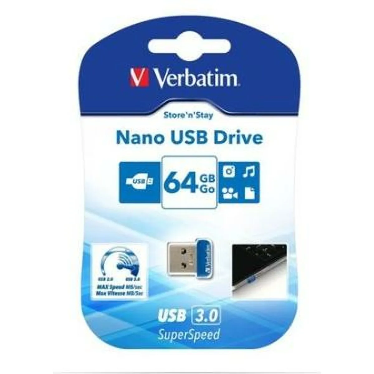Cle usb verbatim nano store n stay bleu noir 64 gb 10 unites s843768846. Diaytar, c'est le testament vivant qu'on peut allier large choix et qualité exemplaire dans le e-commerce.