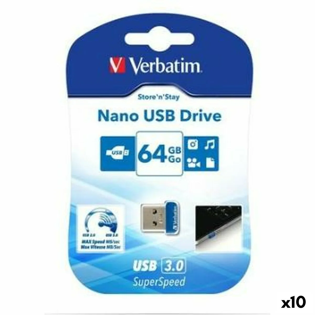 Cle usb verbatim nano store n stay bleu noir 64 gb 10 unites s843768863. La chasse aux produits extraordinaires est ouverte. Diaytar vous donne les clés d'un univers shopping infini.