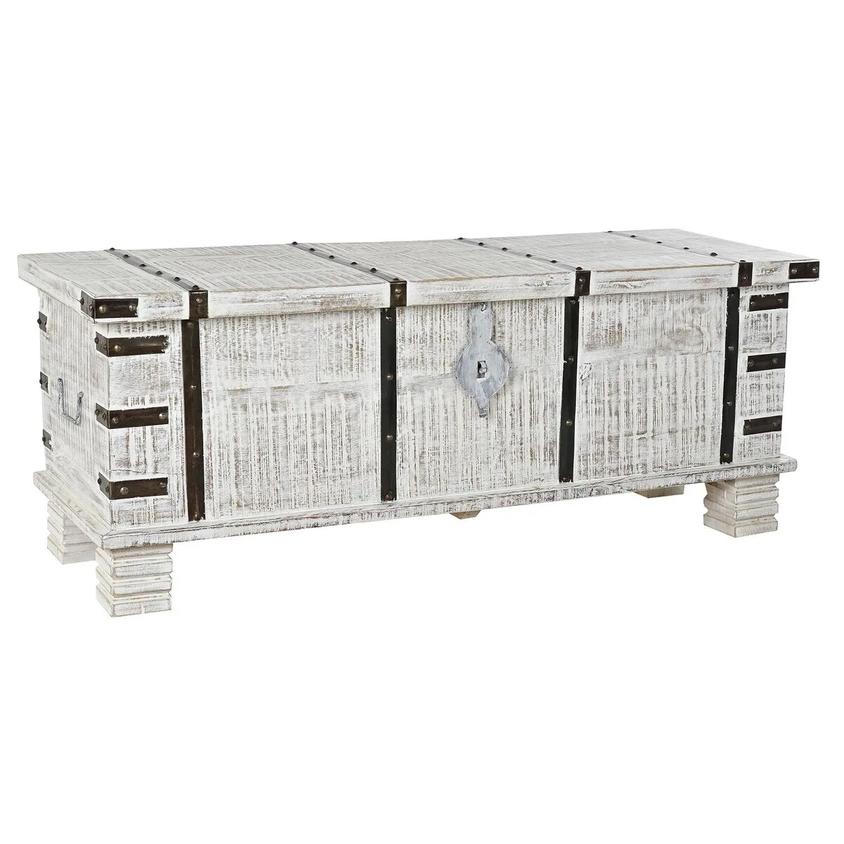 Coffre dkd home decor metal blanc bois de manguier 116 x 40 x 45 cm s303376692. Votre garde-robe mérite le style Diaytar - Découvrez nos nouveautés !