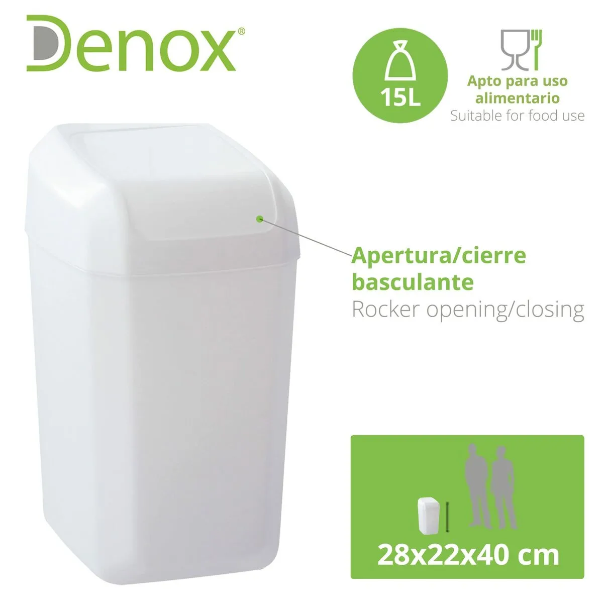 Corbeille a papier denox blanc 15 l 28 x 22 x 40 cm s840396981. Diaytar décomplexe le shopping en ligne : trouvez tout ce dont vous avez besoin et tout ce dont vous rêvez, au même endroit