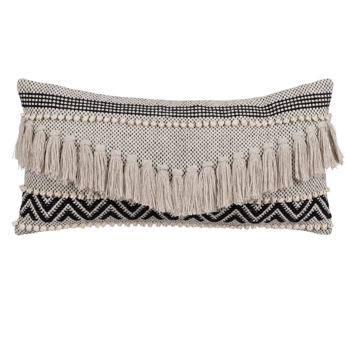 Coussin coton noir beige 30 x 60 cm s880434378. Diaytar cultive l'art du bien-être à travers ses produits soigneusement choisis.