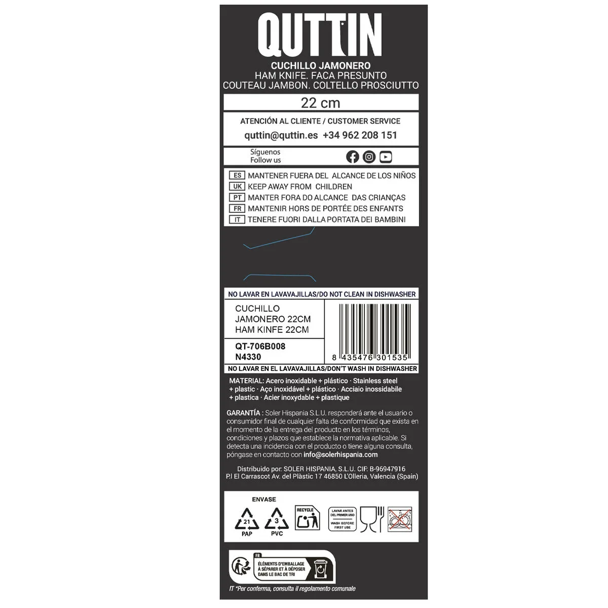 Couteau a jambon quttin laos 22 cm noir argente 36 unites s223893969. Diaytar, le nom qui garantit que chaque produit, du plus technologique au plus basique, a été choisi avec goût et exigence