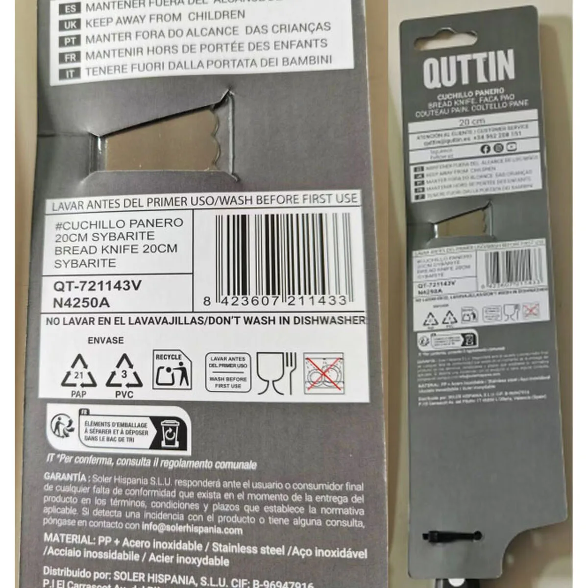 Couteau a pain quttin qt 721143 8 unites 20 cm 1 8 mm 20 cm s222667683. Nous traitons chaque produit Diaytar avec le même respect que si nous devions l'offrir à un proche. La qualité est non-négociable.