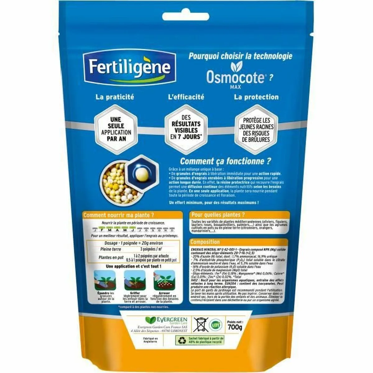 Engrais pour les plantes fertiligene 700 g s716700450. Notre mantra chez Diaytar : un produit, un sourire. Nous mesurons notre succès à votre satisfaction instantanée.